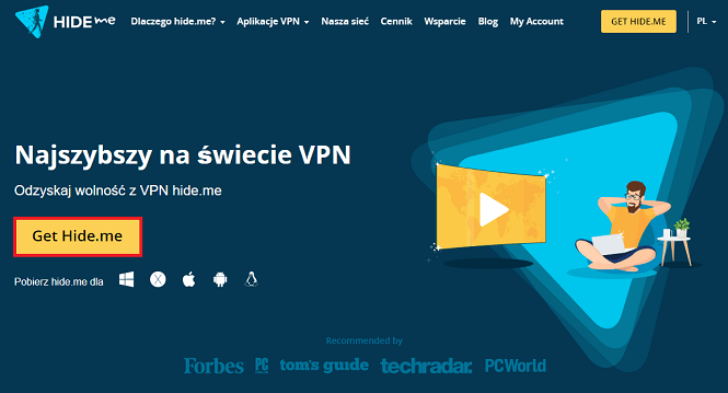 użyj VPN, pierwszy krok