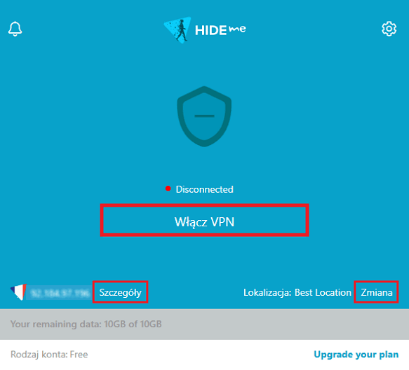 użyj VPN, krok czwarty